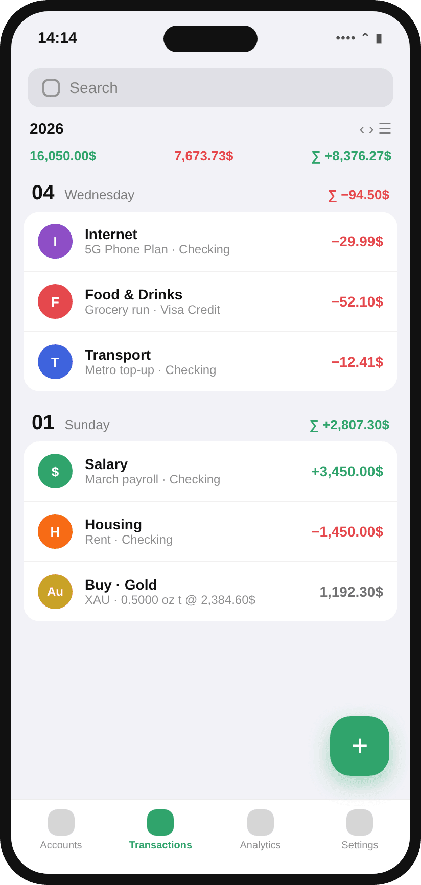 TrackedWallet — Transactions